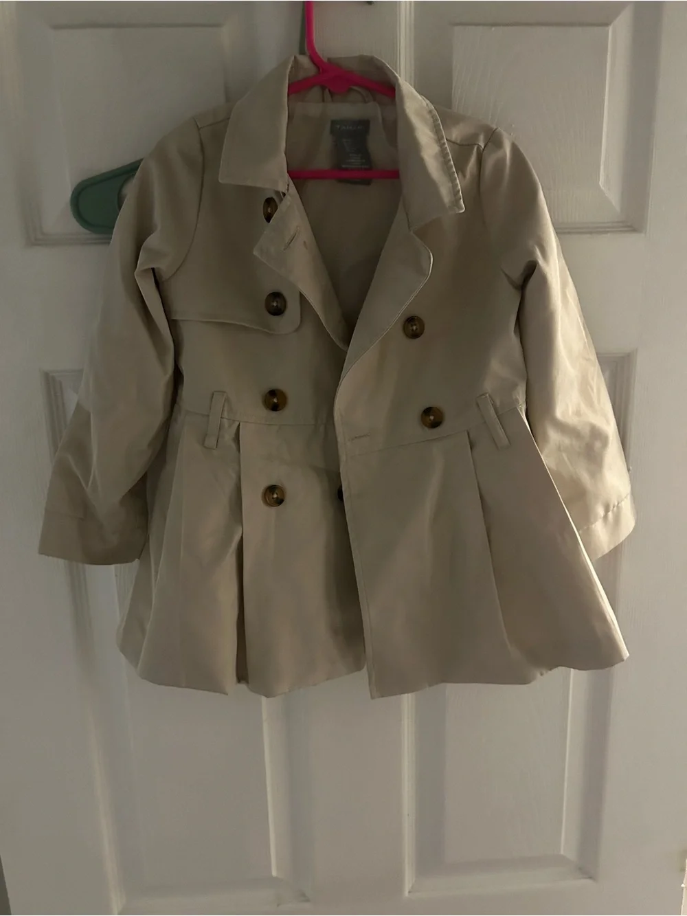 Tahari Beige Double-Breasted Pea Coat for Kids